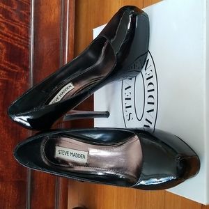 STEVE MADDEN Russhh Black Patent Platform Heels Pumps - Size 8